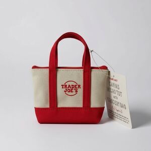 Trader Joe’s Red Canvas Micro Tote with Grocery Bag Limited Edition Mini NWT